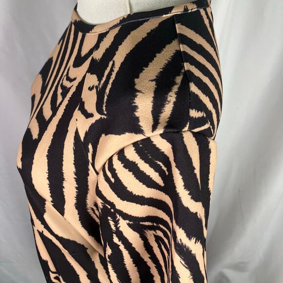 Queen B Maternity Animal Print Midi Dress Tan Black Size 16 Short Sleeve Zip - Picture 7 of 16